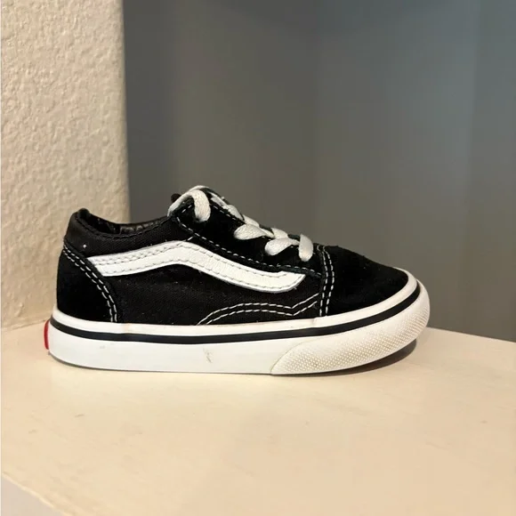 Vans Old Skool Black/True White Suede/Canvas Sneakers 721356 Toddler Side US 6T - Picture 5 of 9